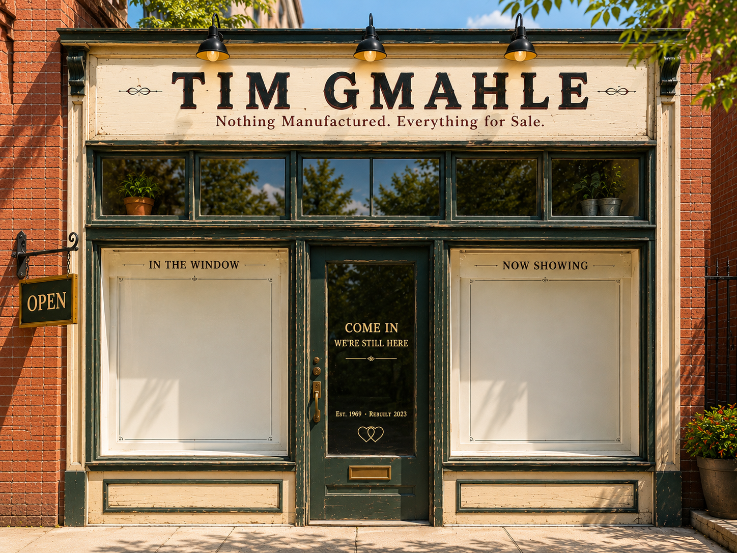 Tim Gmahle storefront — Nothing Manufactured. Everything for Sale.